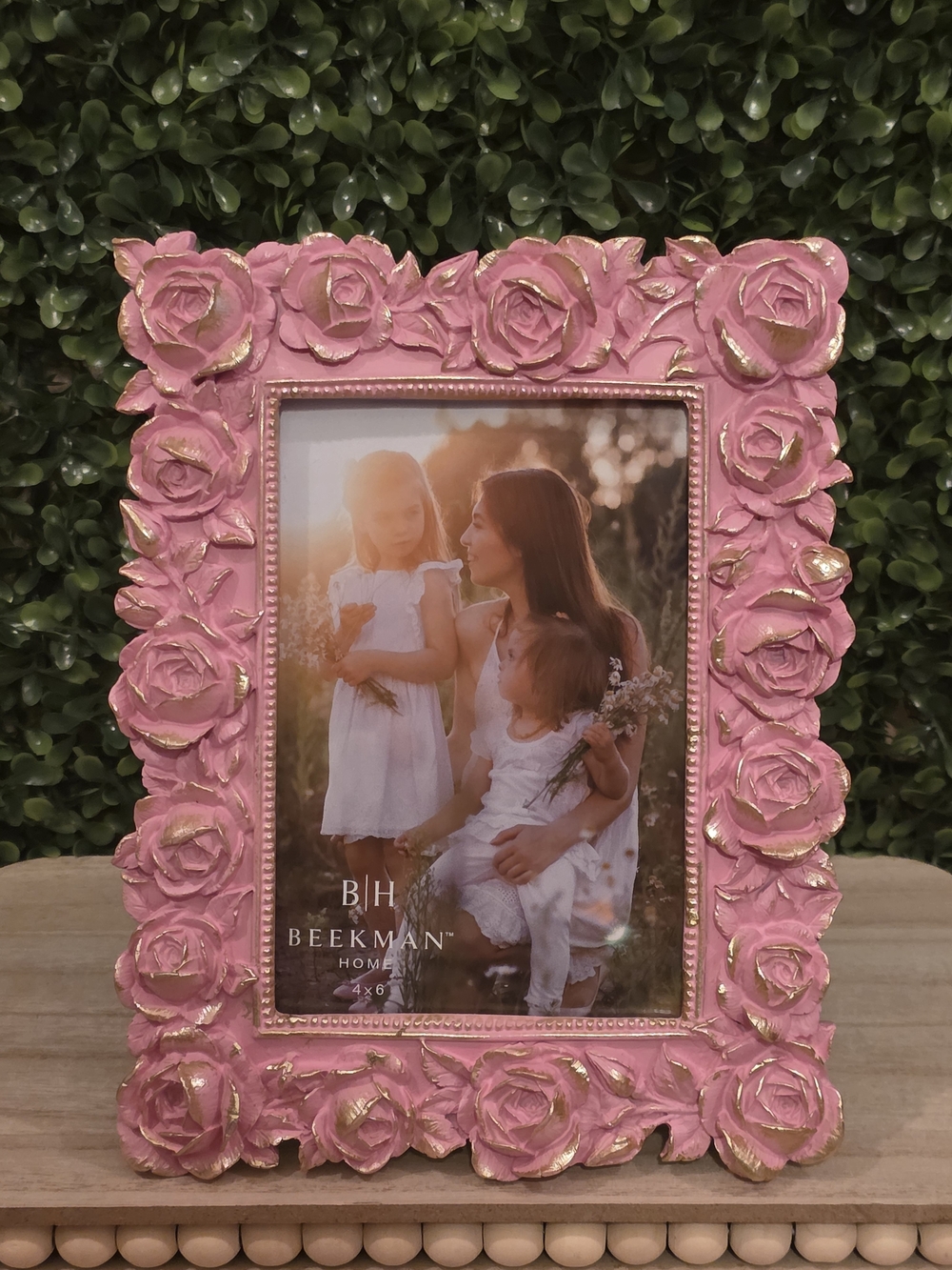 Shabby Chic Pink Gold Roses 4x6 Picture Frame NEW by Beekman Home